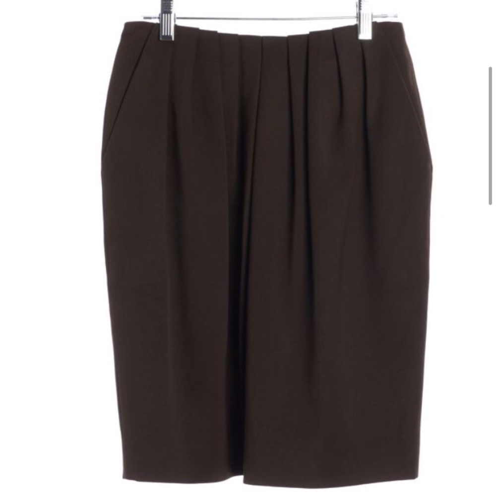 MICHAEL KORS Brown Wool Pleated Pencil Skirt